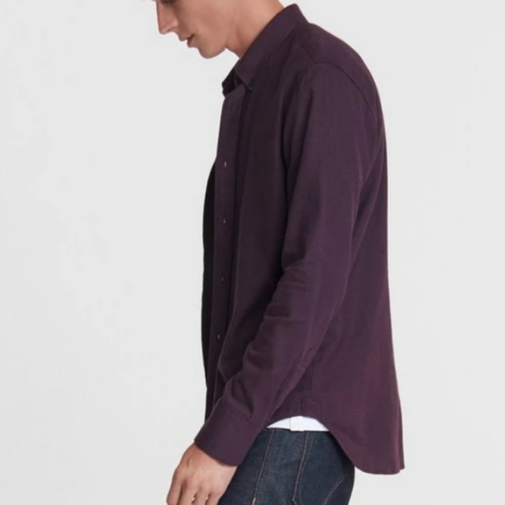 rag & bone Men's Plum Button-Down Casual Shirt - Picture 12 of 12